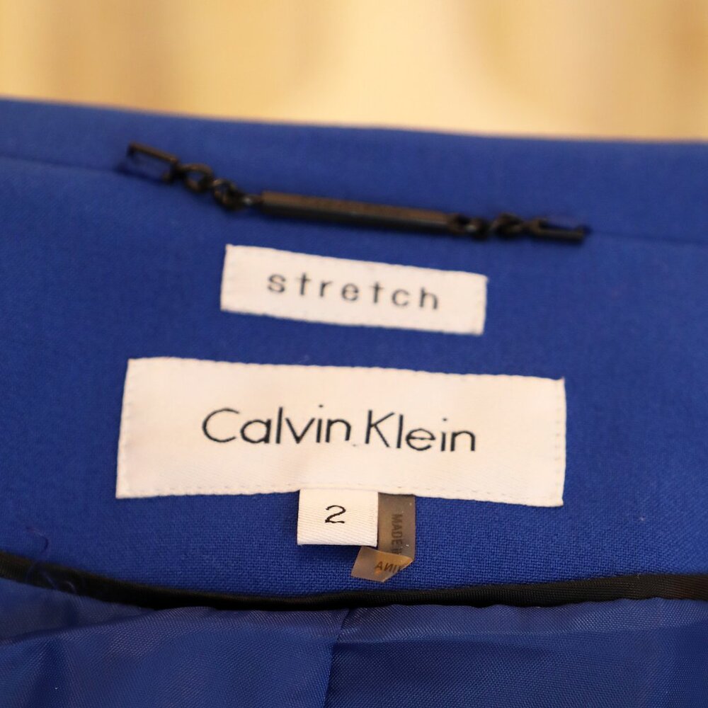 Calvin Klein Double Breasted Power Blue Blazer Size 2 (NWOT) - Picture 3 of 3